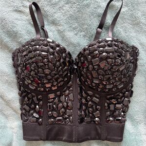 Embellished Black Bustier